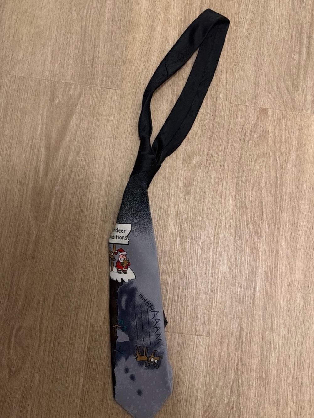 Black Novelty Santa Reindeer Men’s Tie